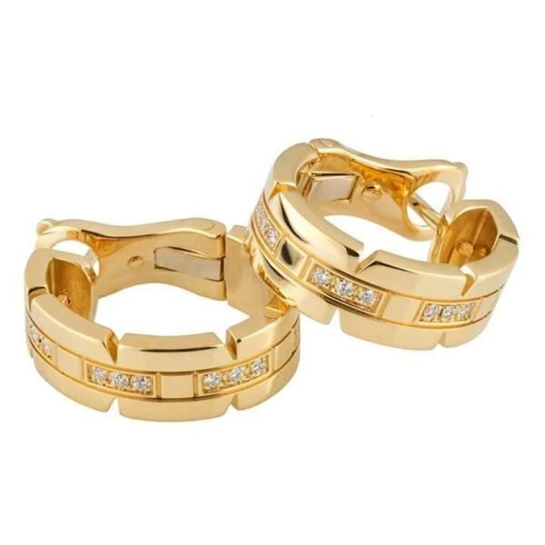 Cartier Tank Francaise Diamond Hoop Gold Earrings - Image 2