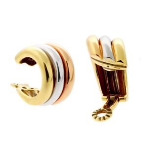 Cartier Trinity Large Tri Color 18k Gold Hoop Earrings