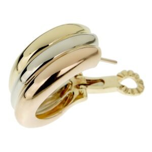 Cartier Trinity Vintage Large Tri Color 18k Gold Hoop Earrings