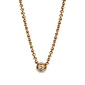 Cartier Vintage Solitaire Diamond Gold Pendant Necklace