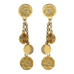 Chanel Camellia Charm Diamond Yellow Gold Earrings