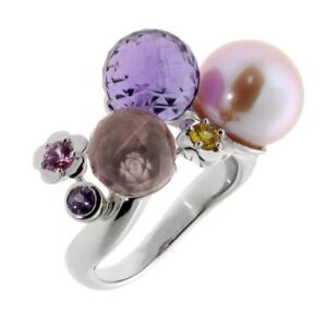 Chanel Camellia Gemstone Pearl White Gold Ring