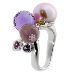 Chanel Camellia Gemstone Pearl White Gold Ring