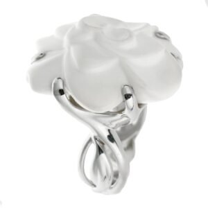 Chanel Camellia Large Agate White Gold Cocktial Ring