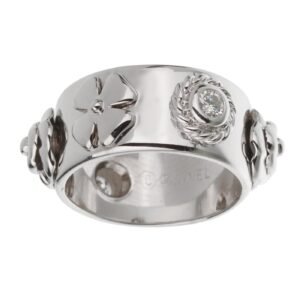 Chanel Camellia Lucky Charm 18k White Gold Diamond Ring