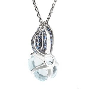 Chanel Camellia Sapphire White Gold Pendant Necklace