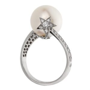 Chanel Comete Pearl White Gold Diamond Cocktail Ring