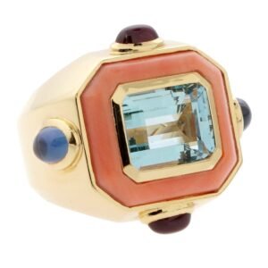 Chanel Coral Topaz Yellow Gold Cocktail Ring