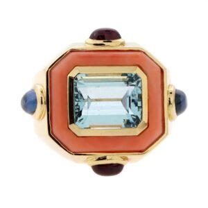 Chanel Coral Topaz Yellow Gold Cocktail Ring