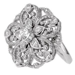 Chanel Diamond Flower Cocktail White Gold Ring