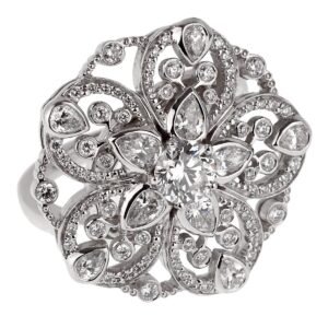 Chanel Diamond Flower Cocktail White Gold Ring