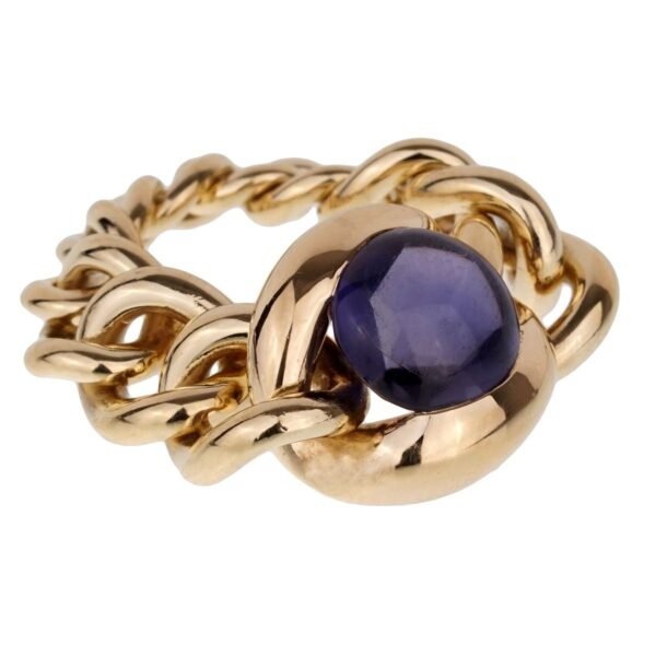 Chanel Iolite Chain Link Yellow Gold Ring Sz 6 1/2 - Image 2