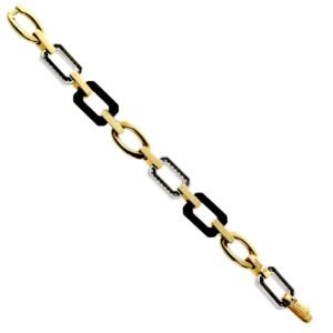 Chanel Onyx Diamond Yelllow Gold Chain Bracelet