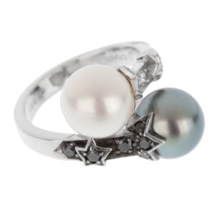 Chanel Pearl Bypass White Gold Ring