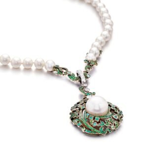 Chanel Pearl Paraiba Tourmaline Diamond White Gold Necklace