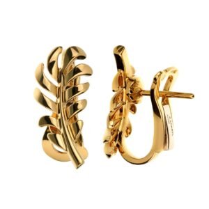 Chanel Plume Feather 18k Yellow Gold Earrings