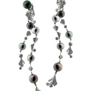 Chanel Plumetis Diamond & Pearl White Gold Earrings