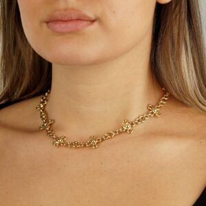 Chanel Vintage Gemstone Yellow Gold Choker Necklace