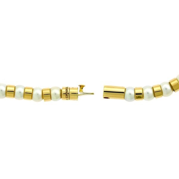 Chanel Yellow Gold Pearl Bead Necklace - Image 3