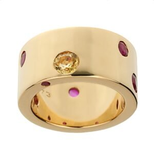 Chanel Yellow Sapphire Ruby Vintage Band Yellow Gold Ring