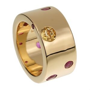 Chanel Yellow Sapphire Ruby Vintage Band Yellow Gold Ring