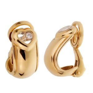 Chopard Happy Diamond Heart Hoop Yellow Gold Earrings