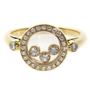 Chopard Happy Diamond Yellow Gold Cocktail Ring Size 6 1/2