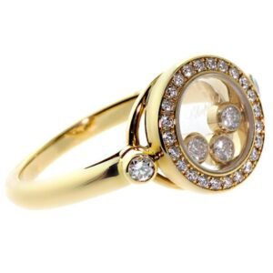 Chopard Happy Diamond Yellow Gold Cocktail Ring Size 6 1/2