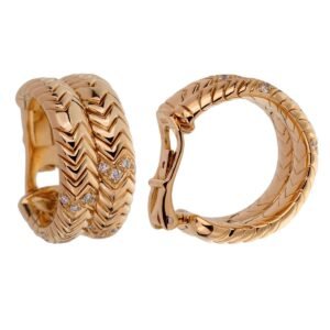 Bulgari Spiga Yellow Gold Diamond Earrings