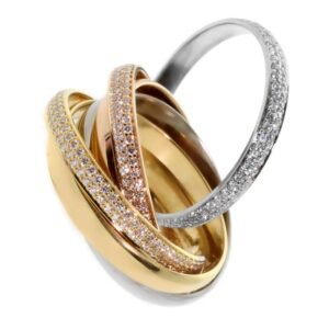 Cartier Trinity 6 Band Diamond Gold Ring