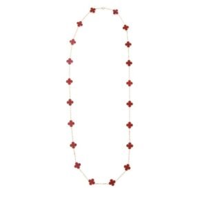 Van Cleef & Arpels Gold and Carnelian Vintage Alhambra Necklace